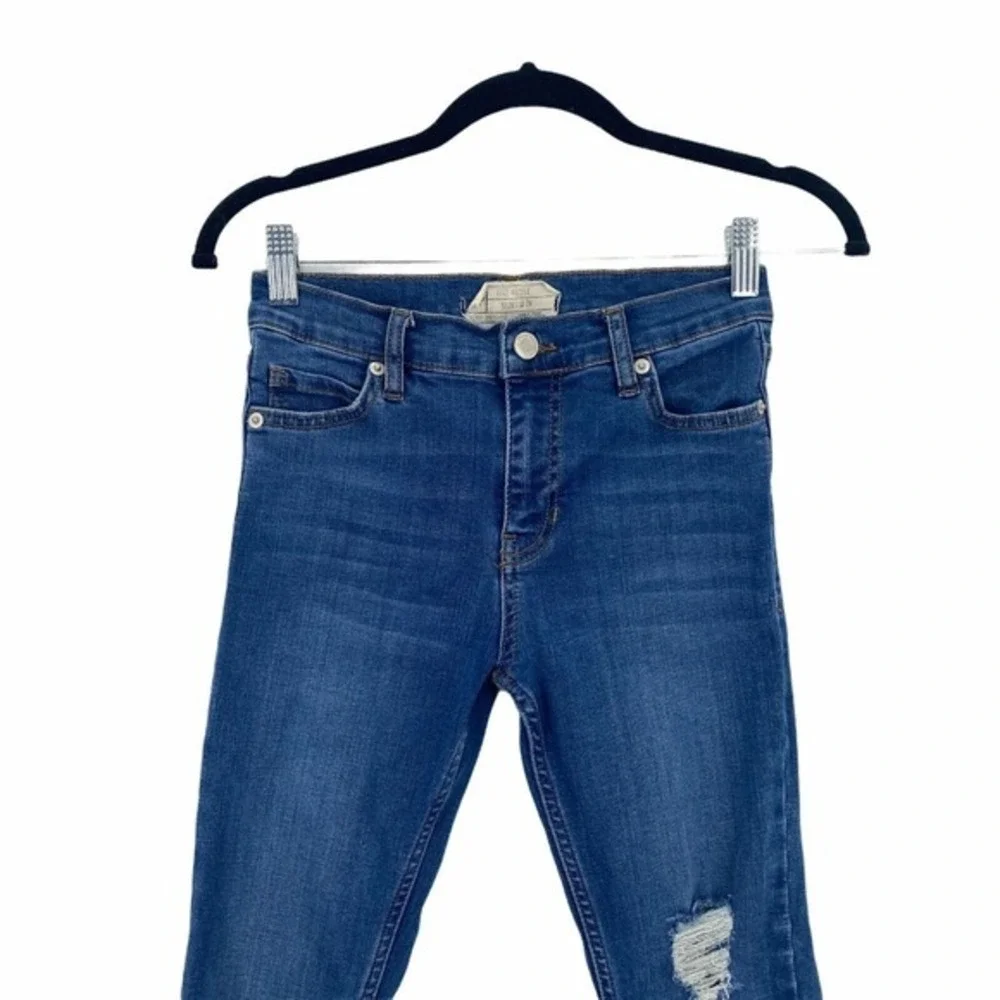 Free People‎ Jeans Womens 24 Skinny Raw Hem Ripped Boho Shark bite Indie Sleaze